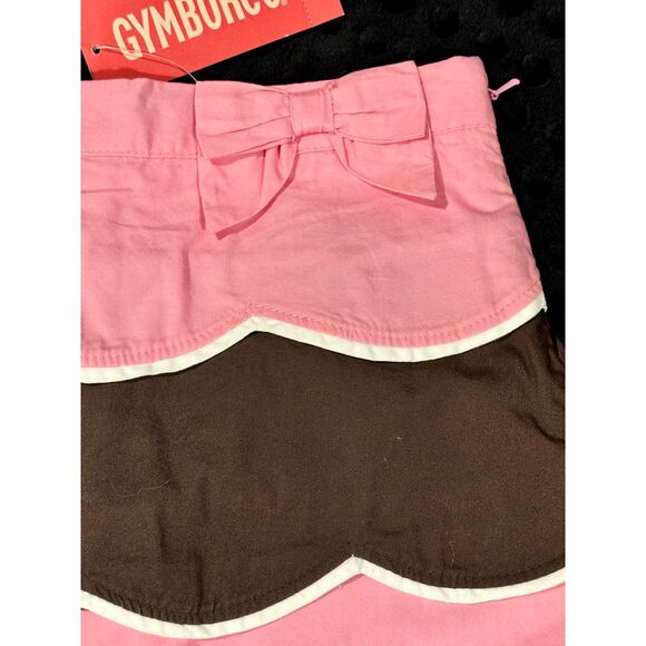 NWT Gymboree Tea For Two Pink & Chocolate Multi Tiered Skirt Skort Size 4 - Picture 4 of 8